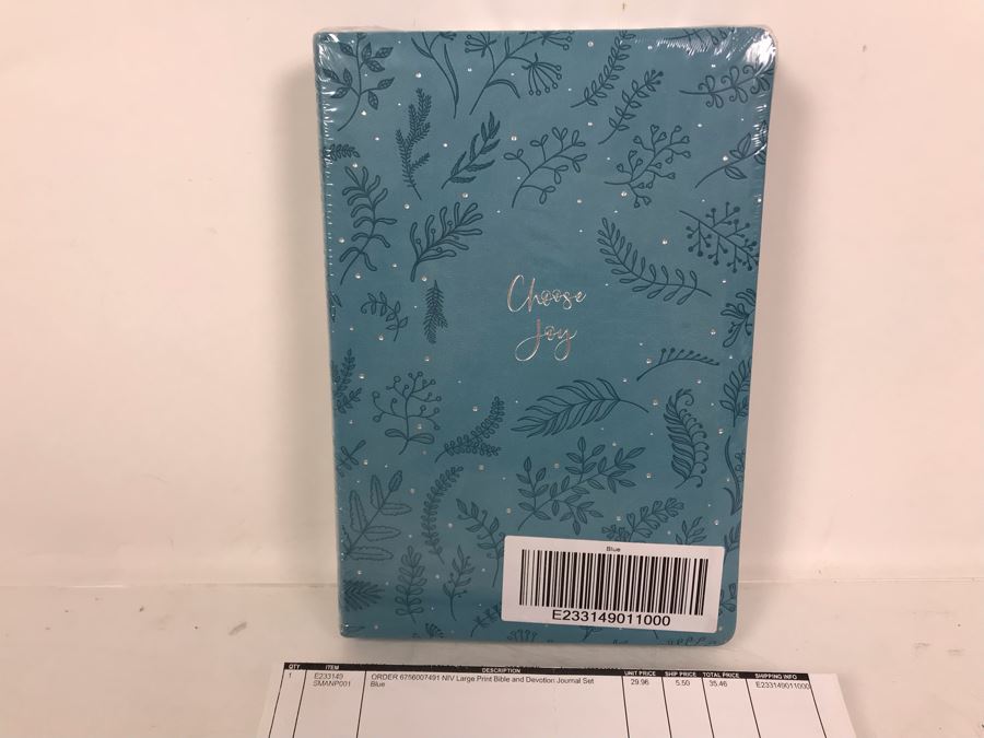 New Large Print Bible And Devotion Journal Set In Blue [Photo 3]