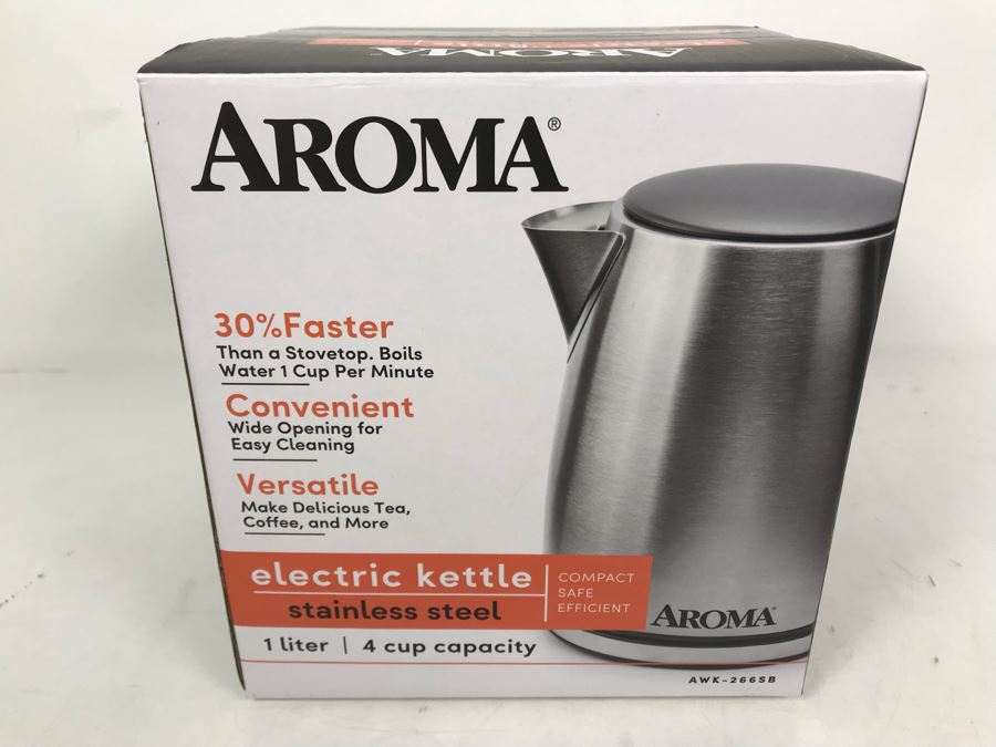 New Aroma Electric Kettle Stainless Steel AWK-266SB [Photo 1]