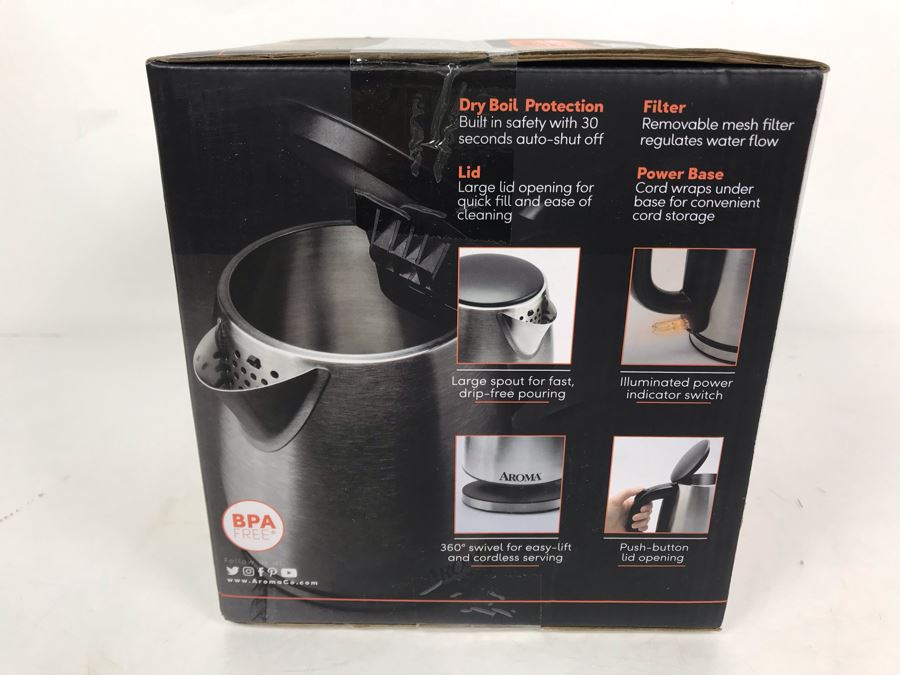 New Aroma Electric Kettle Stainless Steel AWK-266SB [Photo 5]