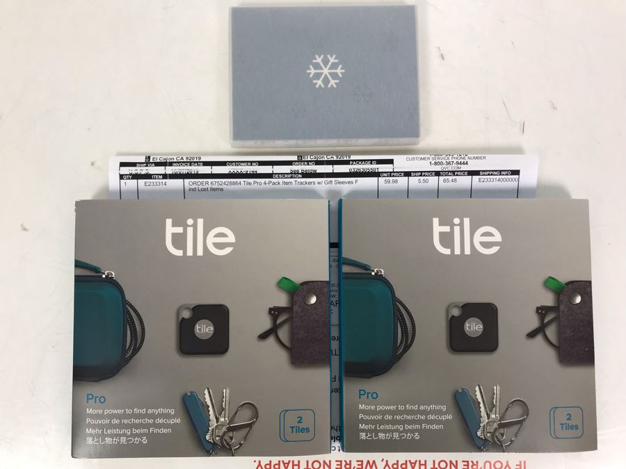 New Tile Pro 4-Pack Item Trackers With Gift Sleeves Find Lost Items [Photo 1]