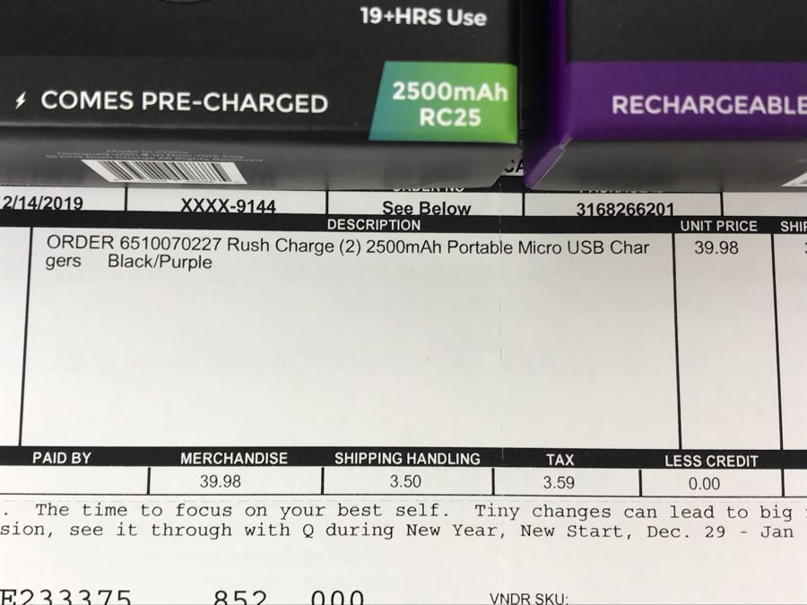 Pair Of Rush Charge 2500mAh Portable Micro USB Chargers In Black And Purple For Android Micro-USB [Photo 3]