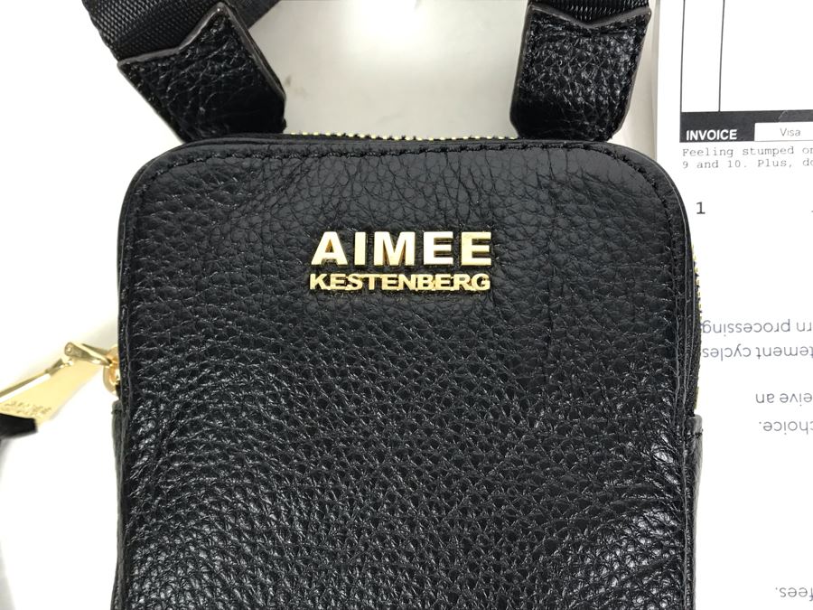 New Aimee Kestenberg Leather Stadium Crossbody Bag - Just Saying In Black [Photo 3]