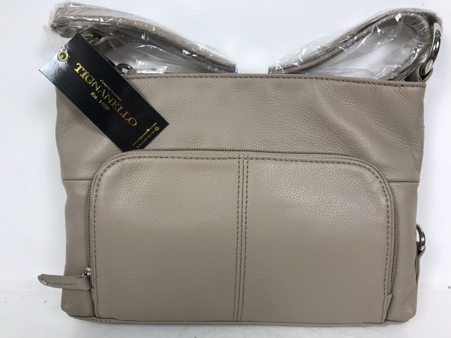 New Tignanello Leather Handbag In Light Gray [Photo 1]