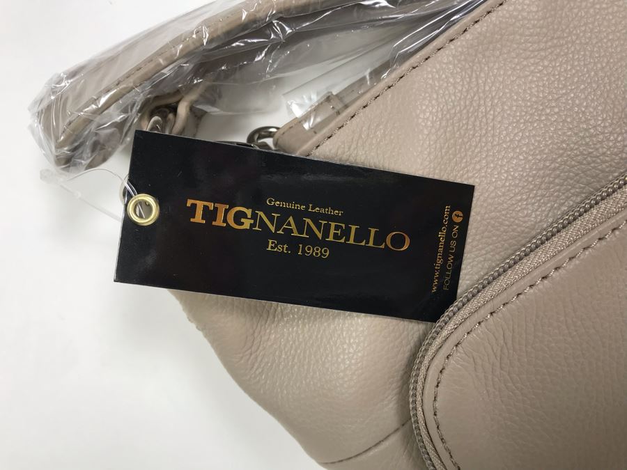 New Tignanello Leather Handbag In Light Gray [Photo 3]