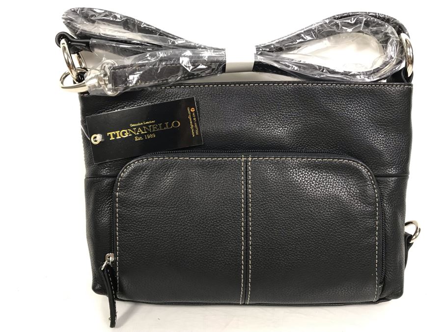 New Tignanello Leather Handbag In Black [Photo 1]