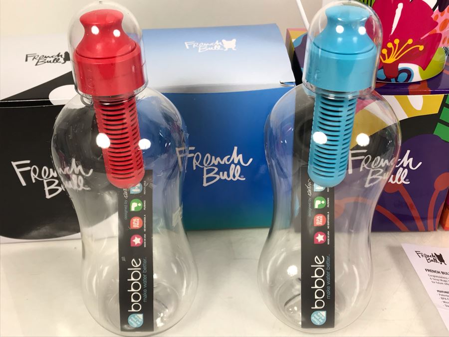 New Four Bobble Water Bottles And New French Bull Set Of Six Soup Mugs [Photo 8]