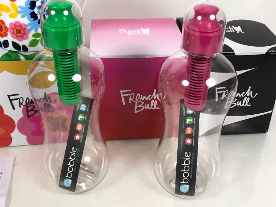 New Four Bobble Water Bottles And New French Bull Set Of Six Soup Mugs [Photo 9]