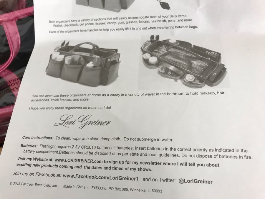 New Ready Set Go 2-Piece Bag Organizer With Light By Lori Greiner In Pink [Photo 4]