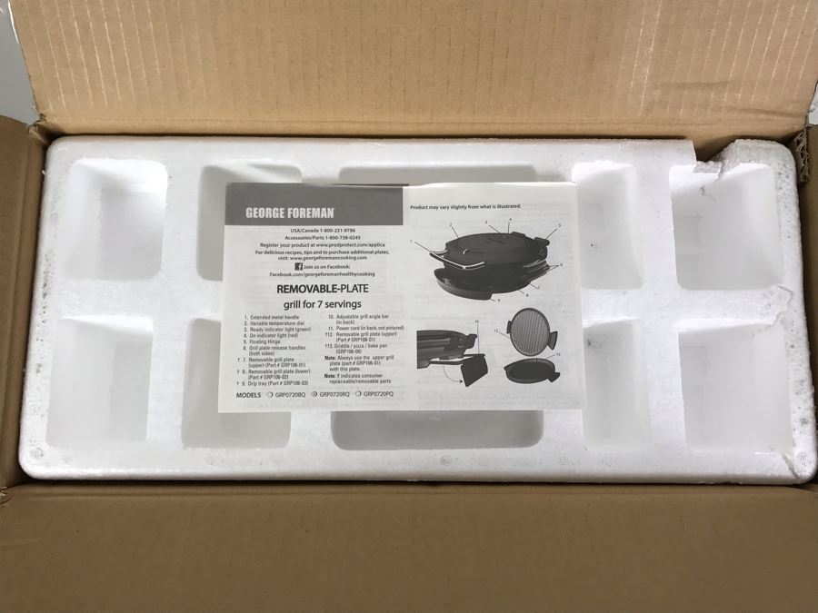 New George Foreman Removable-Plate Grill For 7 Servings Model GRP0720RQ [Photo 1]
