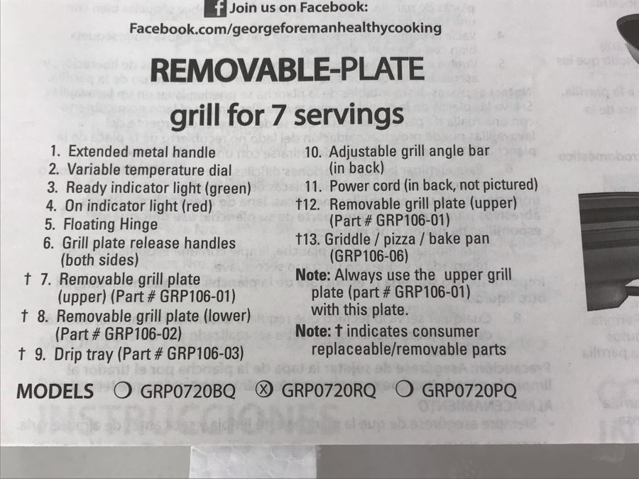 New George Foreman Removable-Plate Grill For 7 Servings Model GRP0720RQ [Photo 3]