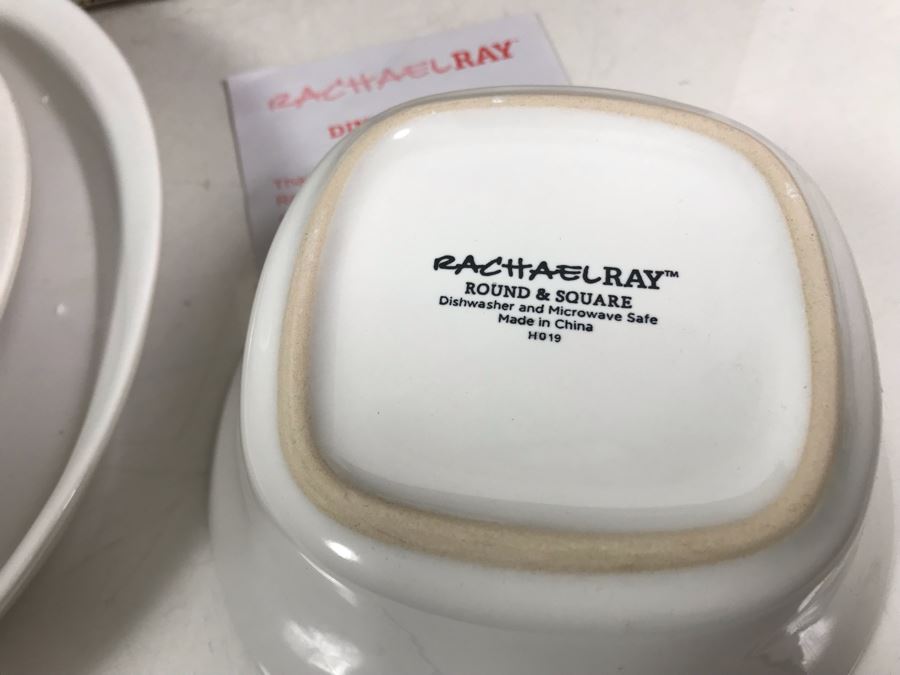 New Rachael Ray Dinnerware Set Serving For Four Dishes, Bowls, Coffee Cups In White [Photo 10]