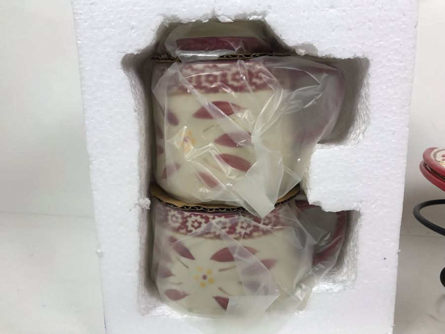 New Temptations By Tara Tesher - Old World Embellished Oval 3qt Baker With Lid And Tea For One Set [Photo 7]