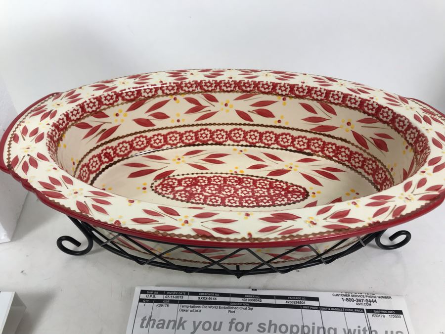 New Temptations By Tara Tesher - Old World Embellished Oval 3qt Baker With Lid And Tea For One Set [Photo 5]