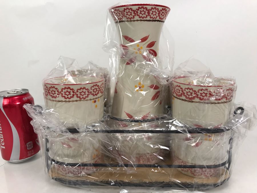 New Set Of Temptations By Tara Tesher - Four Cups With Carafe And Metal Carrier [Photo 2]