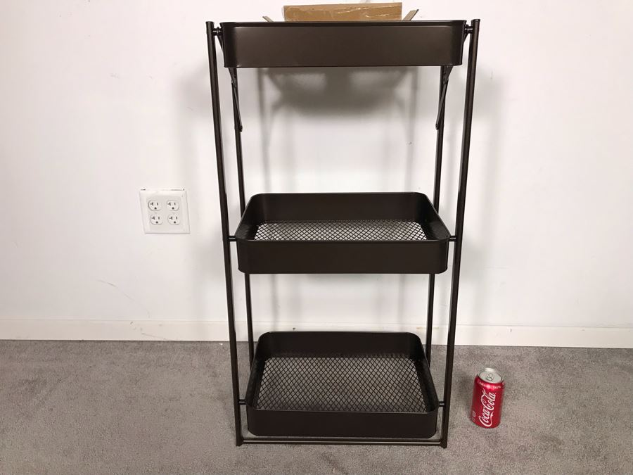 New Metal 3-Tier Collapsible Shelf With Casters (Probably Origami) [Photo 1]