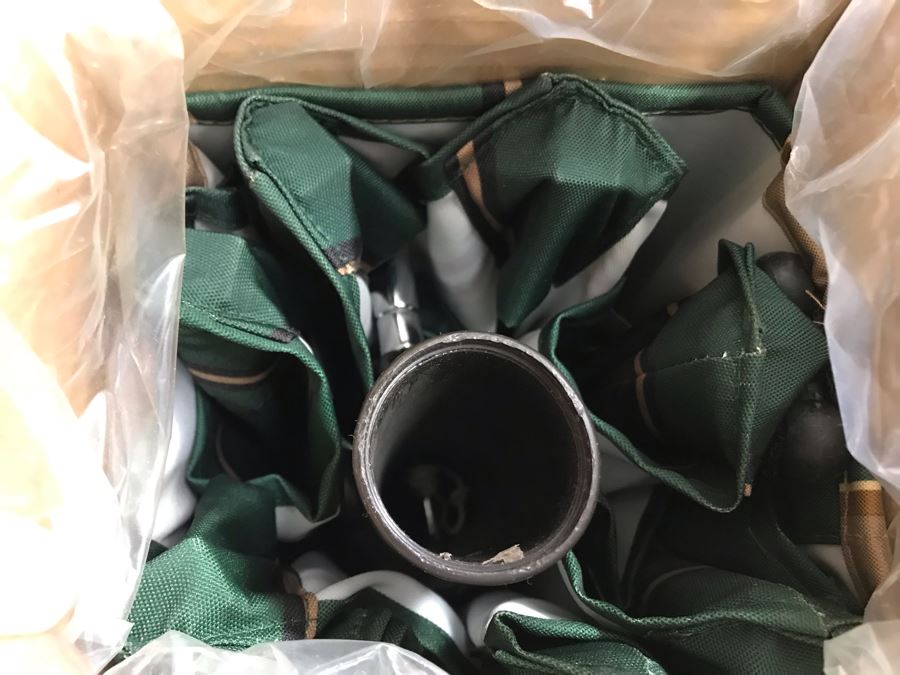 New ATLeisure 9' EZ-Tilt Solar Market Umbrella With Lights & Cover Green Strip Retails $99 [Photo 3]