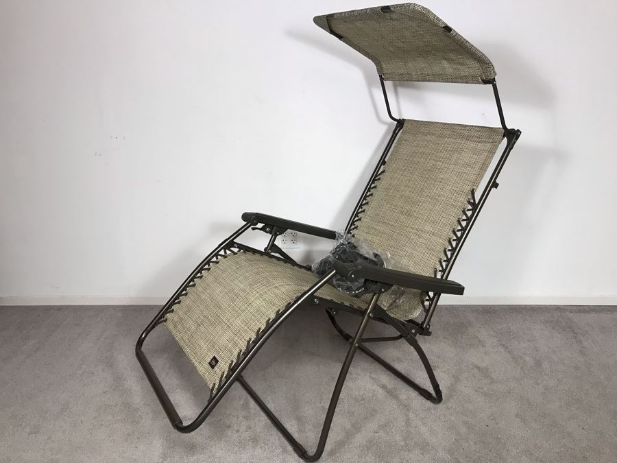 New Bliss Hammocks XL Gravity Free Recliner With Tray And Canopy In Sand [Photo 3]