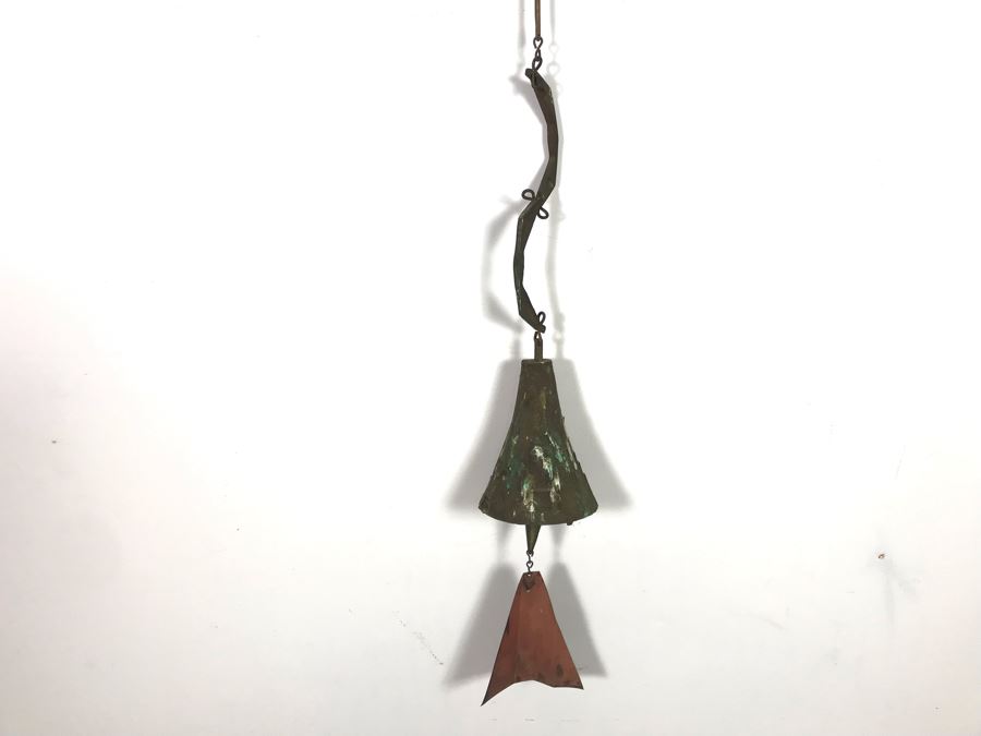 Original Mid-Century Paolo Soleri Italian-American Architect Signed Sculptural Bronze Wind Chime Wind-Bells Windbell 41L [Photo 3]