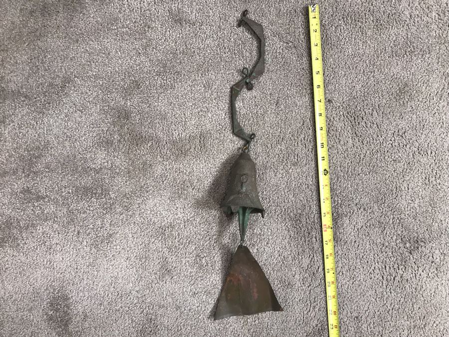 Original Mid-Century Paolo Soleri Italian-American Architect Signed Sculptural Bronze Wind Chime Wind-Bells Windbell 22L [Photo 20]