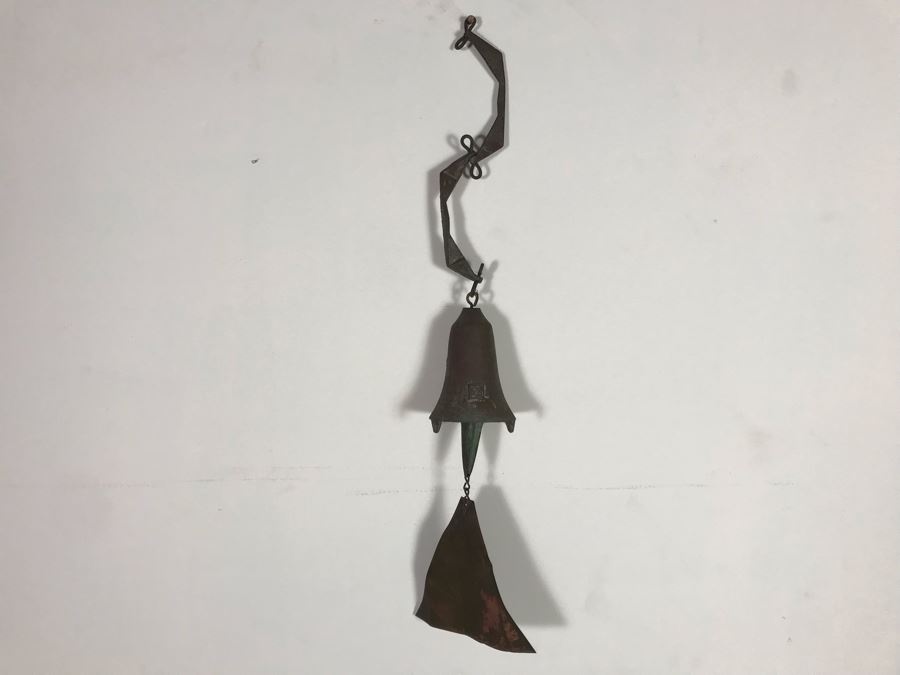 Original Mid-Century Paolo Soleri Italian-American Architect Signed Sculptural Bronze Wind Chime Wind-Bells Windbell 22L [Photo 3]