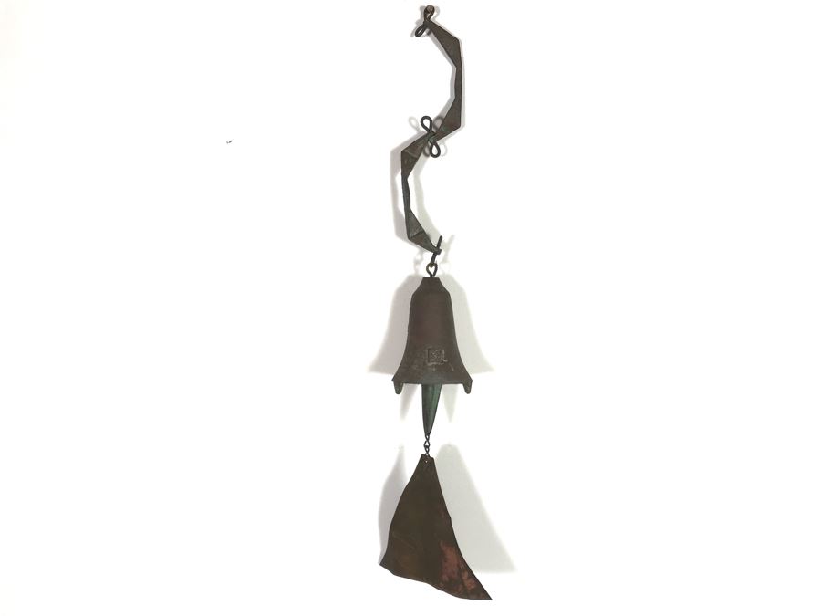 Original Mid-Century Paolo Soleri Italian-American Architect Signed Sculptural Bronze Wind Chime Wind-Bells Windbell 22L [Photo 2]