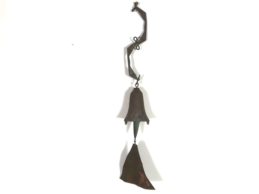 Original Mid-Century Paolo Soleri Italian-American Architect Signed Sculptural Bronze Wind Chime Wind-Bells Windbell 22L [Photo 4]