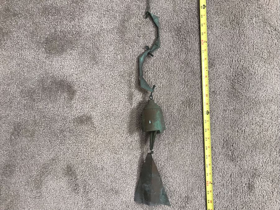 Original Mid-Century Paolo Soleri Italian-American Architect Signed Sculptural Bronze Wind Chime Wind-Bells Windbell 34L [Photo 13]