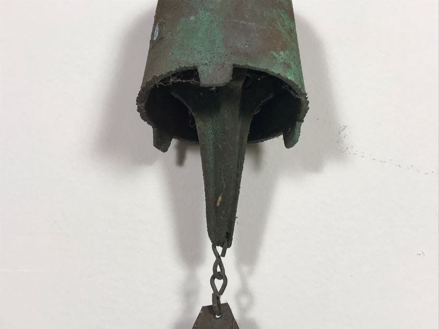 Original Mid-Century Paolo Soleri Italian-American Architect Signed Sculptural Bronze Wind Chime Wind-Bells Windbell 34L [Photo 8]
