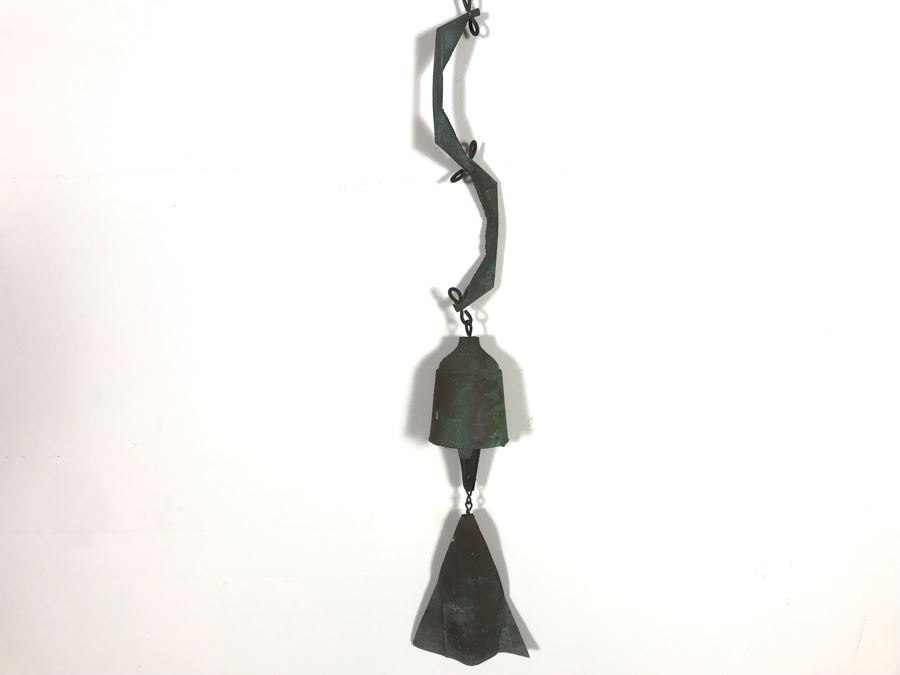 Original Mid-Century Paolo Soleri Italian-American Architect Signed Sculptural Bronze Wind Chime Wind-Bells Windbell 34L [Photo 5]