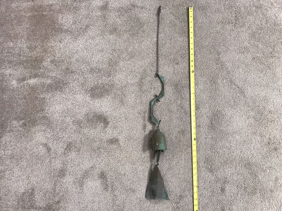 Original Mid-Century Paolo Soleri Italian-American Architect Signed Sculptural Bronze Wind Chime Wind-Bells Windbell 34L [Photo 12]