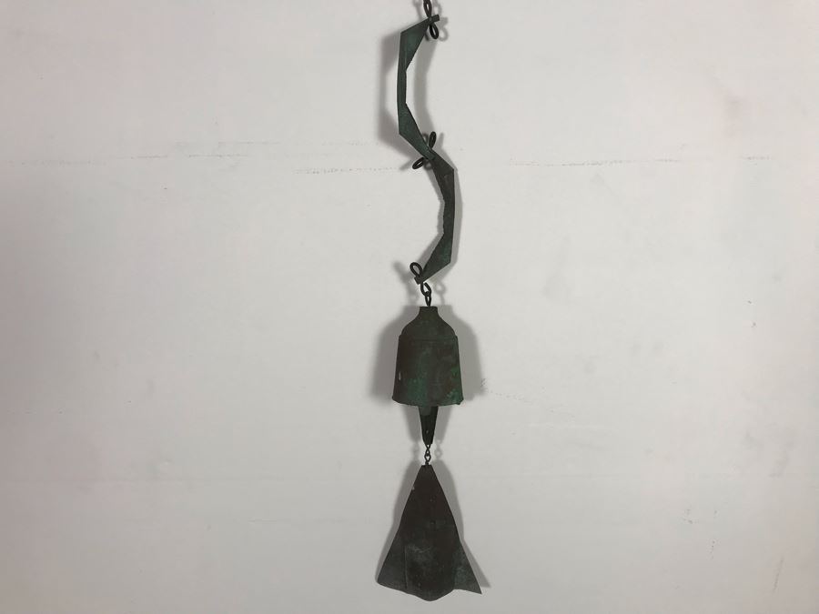Original Mid-Century Paolo Soleri Italian-American Architect Signed Sculptural Bronze Wind Chime Wind-Bells Windbell 34L [Photo 4]