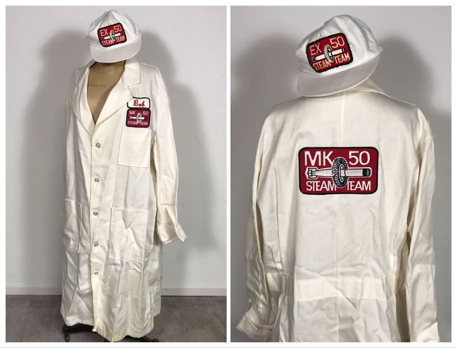 Vintage MK 50 Steam Team Work Jumpsuit And Matching Hat (Mark 50 Torpedo Designed By Honeywell For U.S. Navy)