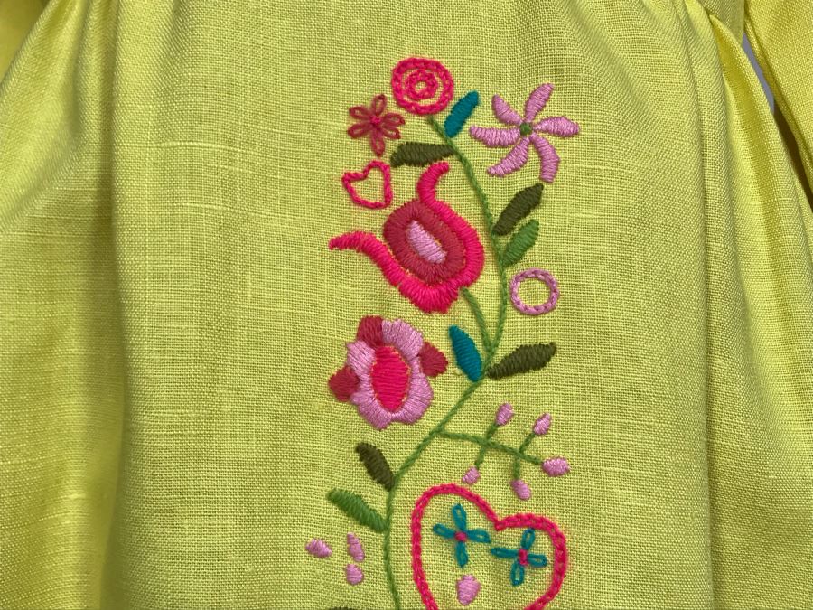 Vintage Embroidered Dress Shoulder-Shoulder 15', Length 40', Waist 26' [Photo 4]