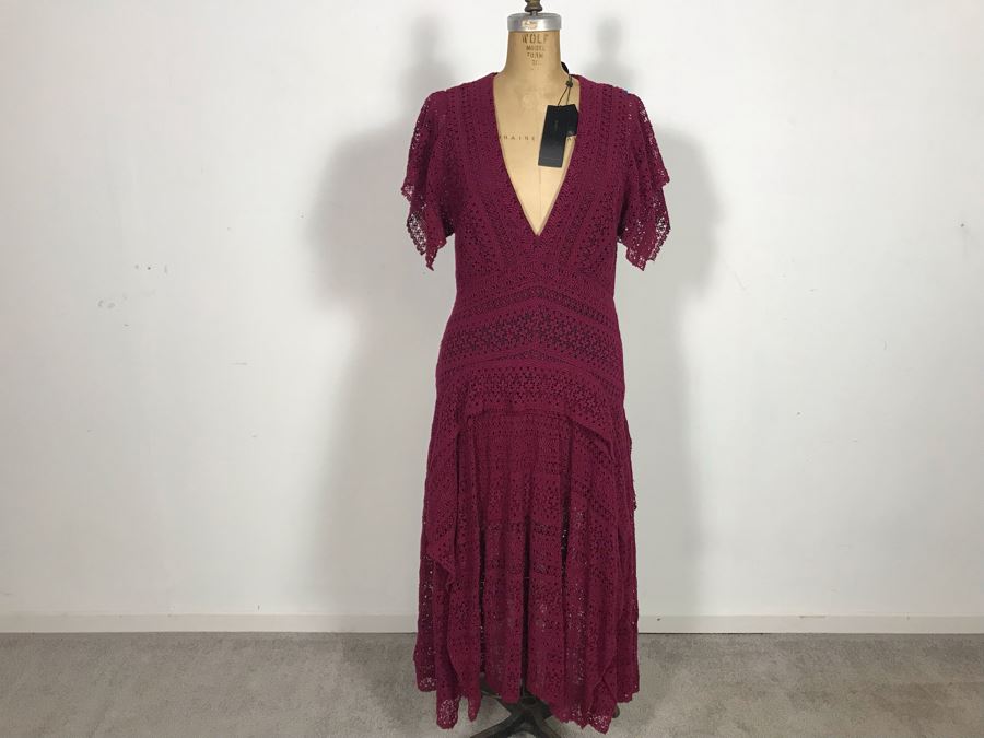 New BCBGMaxazria Dress Juliete Deep Cranberry Size XS MSRP $698