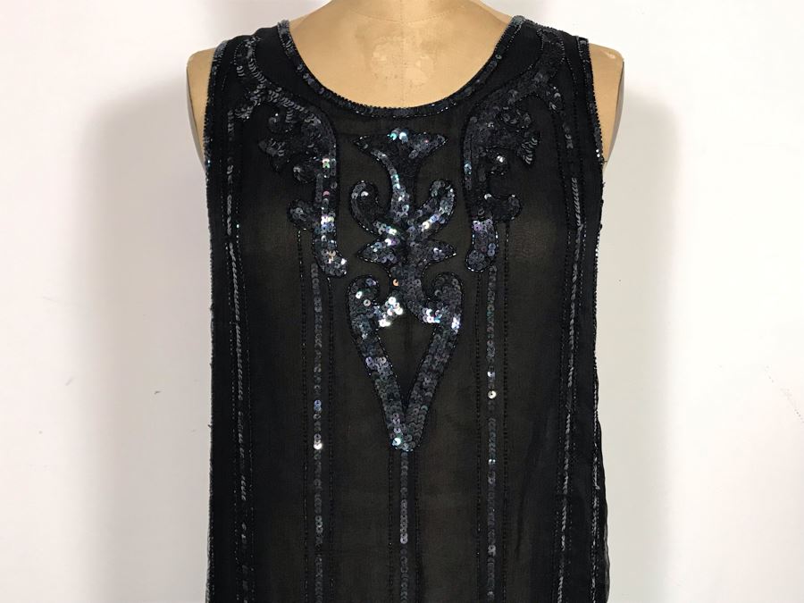 Vintage Sister Max Sequin Black Dress Size S [Photo 7]