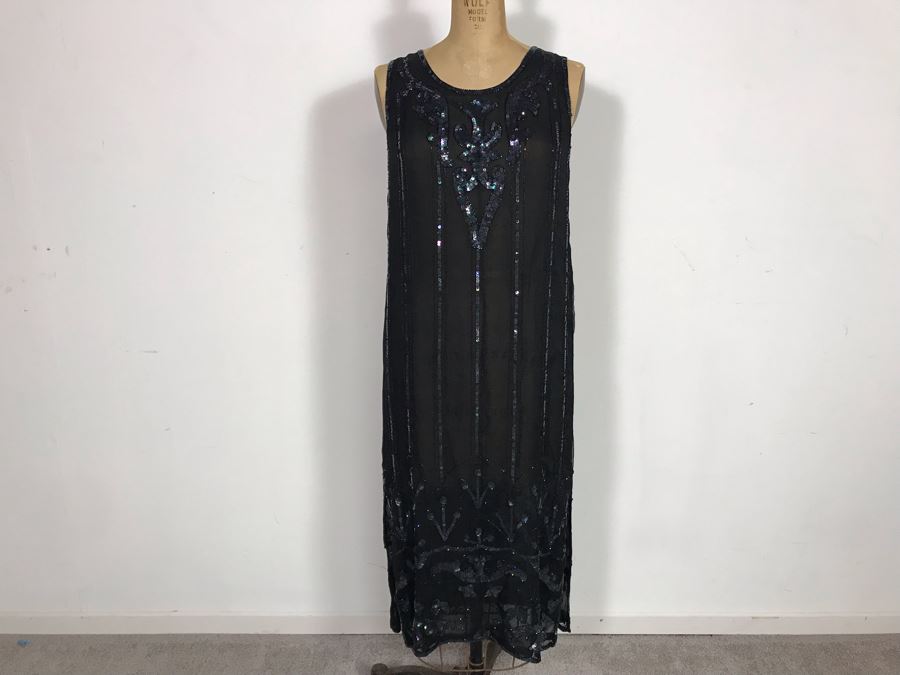 Vintage Sister Max Sequin Black Dress Size S