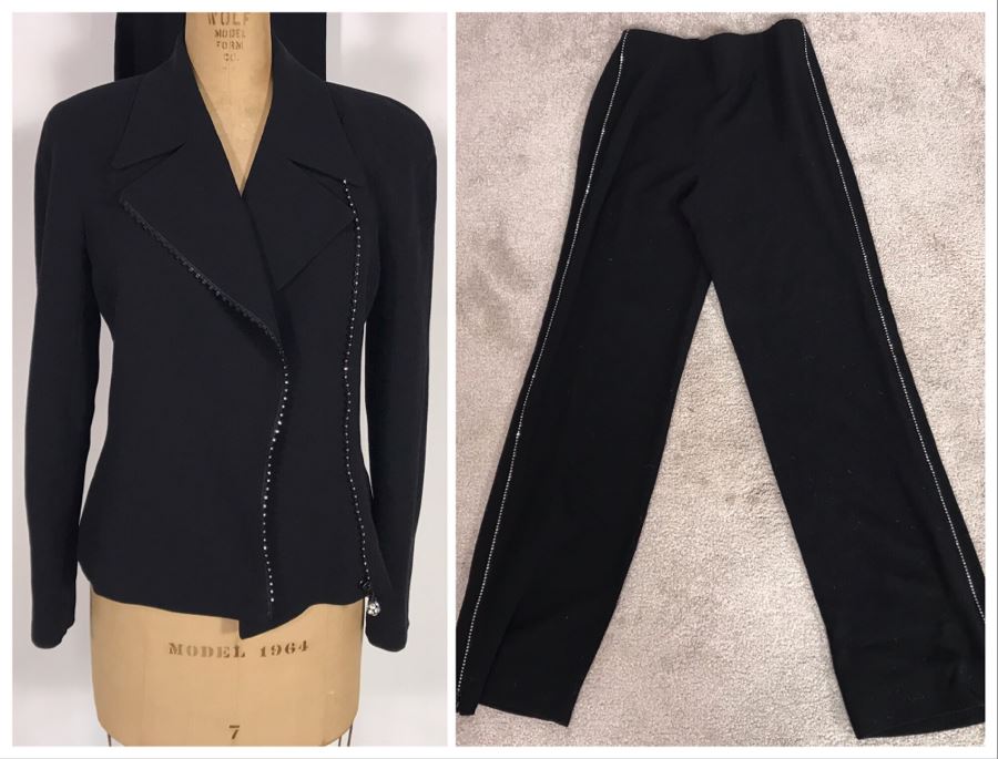 ESCADA Black Outfit Jacket With Pants Size 34 [Photo 1]