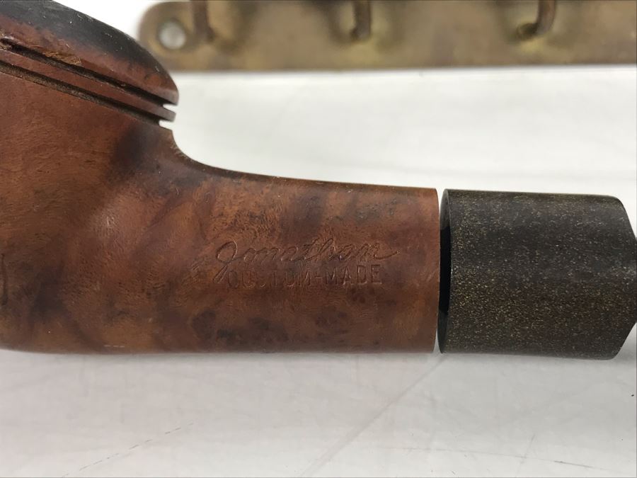 Vintage Briar Wood Smoking Pipe And Brass Captain's Key Wall Rack 5W [Photo 5]