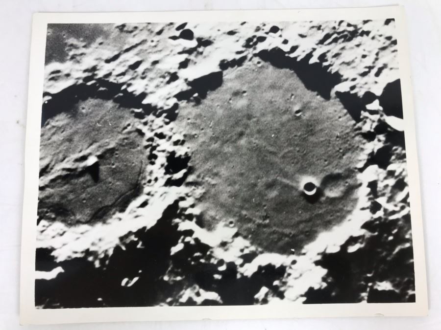 Vintage 1956 Moon Photograph Two Lunar Walled Plains: Ptolemaeus And Alphonsus Made With 60-Inch Mt Wilson Reflector 10 X 8 [Photo 1]