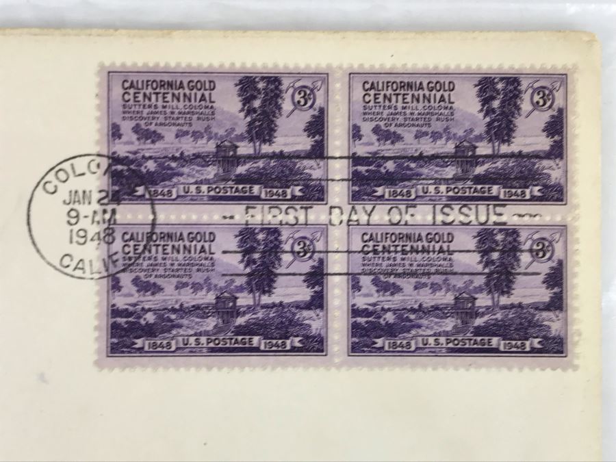 Vintage First Day Issue Stamps: 100th Anniversary Of The Discovery Of Gold In California Centennial 3c 1948 [Photo 3]