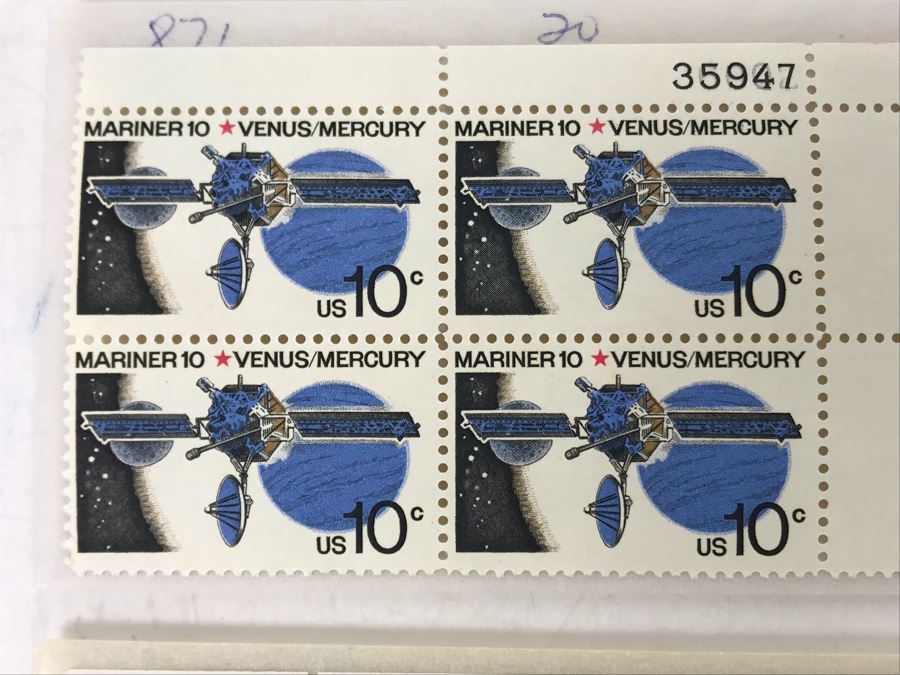 Vintage United States Space Stamps: Mariner 19 Venus Mercury, Viking Mission To Mars, Skylab, Pioneer Jupiter [Photo 6]