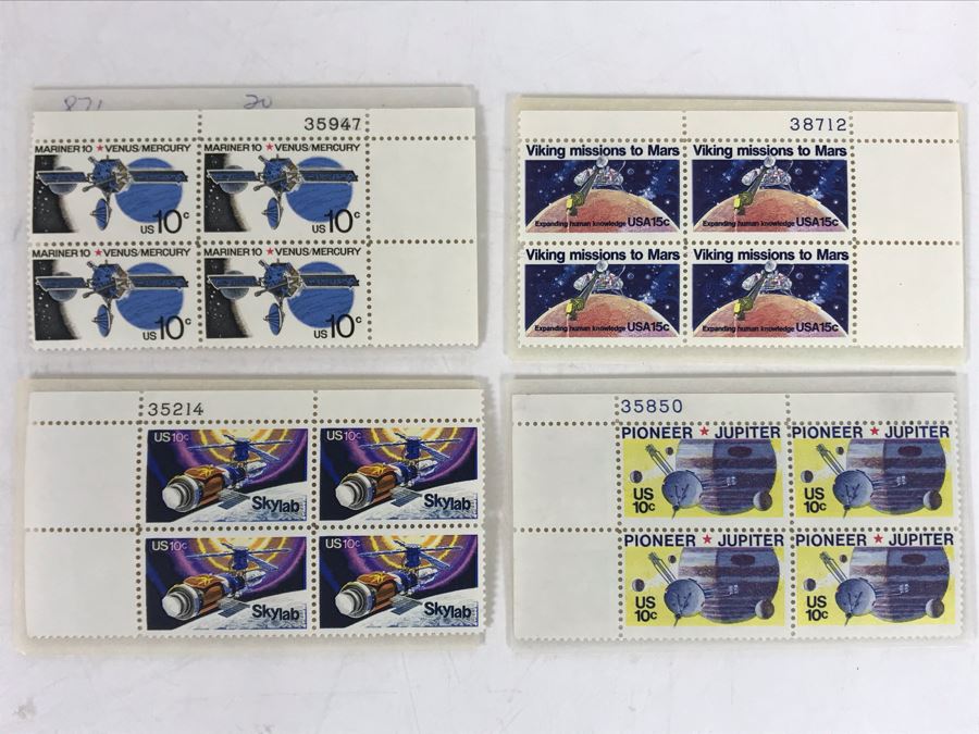Vintage United States Space Stamps: Mariner 19 Venus Mercury, Viking Mission To Mars, Skylab, Pioneer Jupiter [Photo 1]