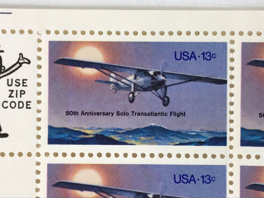 Mint Stamps 50th Anniversay Solo Transatlantic Flight 13c Charles Lindbergh Flight [Photo 4]