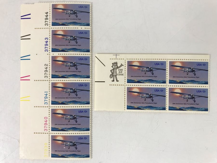 Mint Stamps 50th Anniversay Solo Transatlantic Flight 13c Charles Lindbergh Flight [Photo 2]