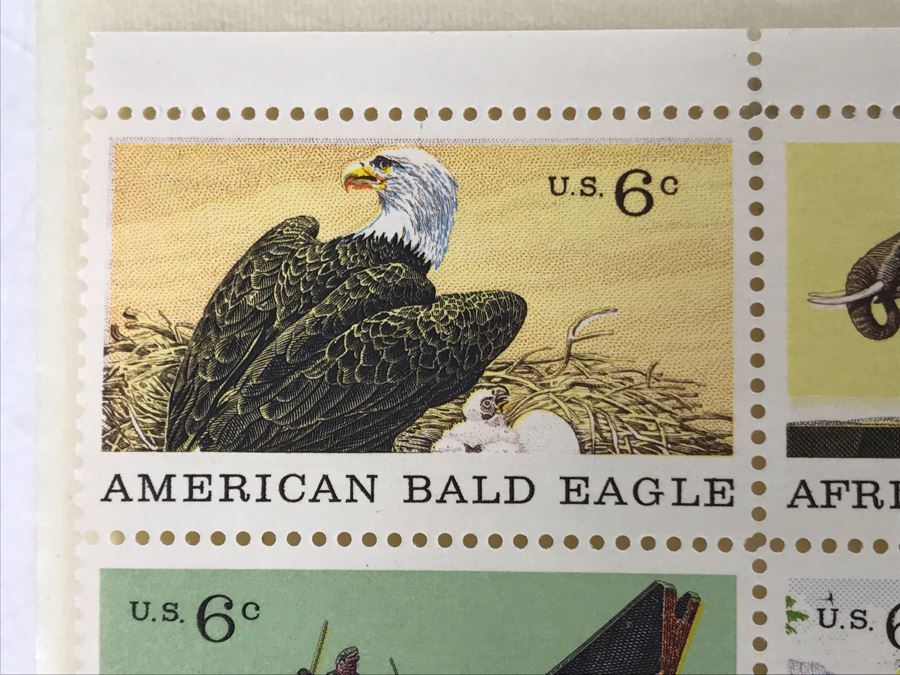 Mint Stamps Wildlife Conservation, American Bald Eagle, African Elephant Herd, The Age Of Reptiles, Haida Ceremonial Canoe And Coral Reefs USA [Photo 4]