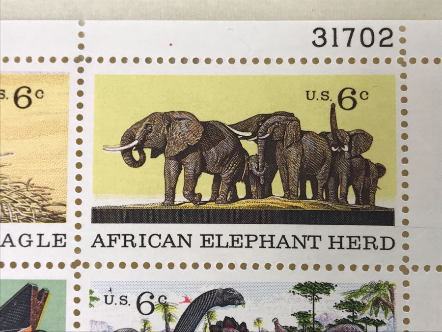 Mint Stamps Wildlife Conservation, American Bald Eagle, African Elephant Herd, The Age Of Reptiles, Haida Ceremonial Canoe And Coral Reefs USA [Photo 5]