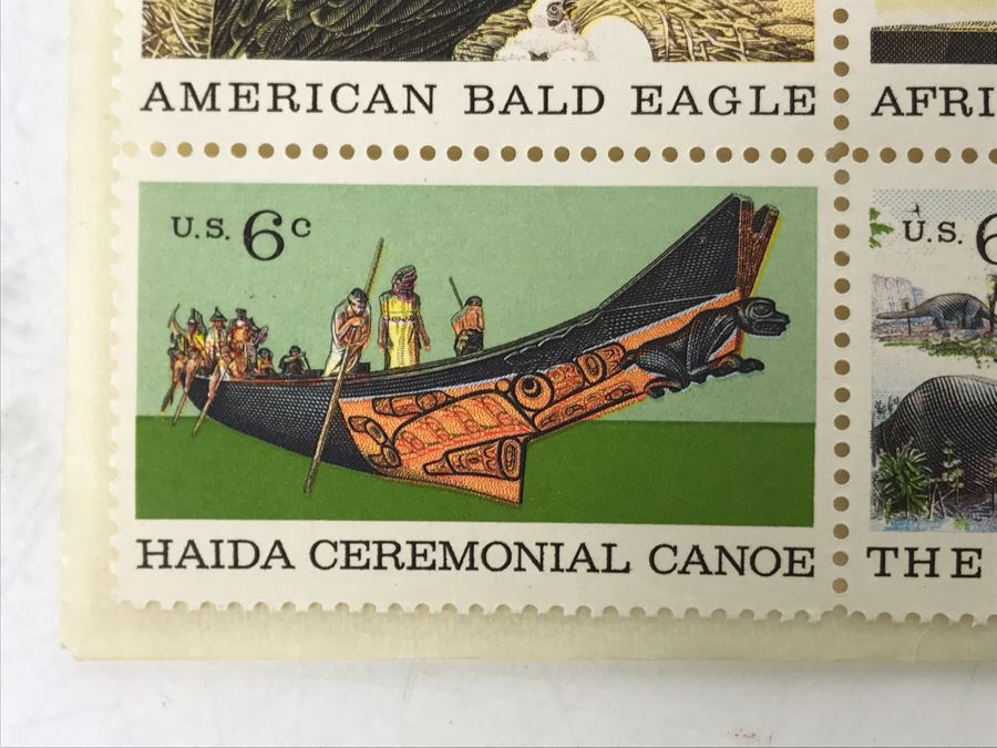 Mint Stamps Wildlife Conservation, American Bald Eagle, African Elephant Herd, The Age Of Reptiles, Haida Ceremonial Canoe And Coral Reefs USA [Photo 7]