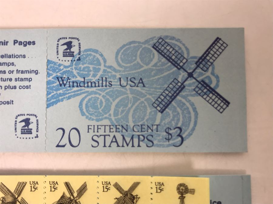 Pair Of Mint Fifteen Cent Stamp Books Windmills USA [Photo 5]