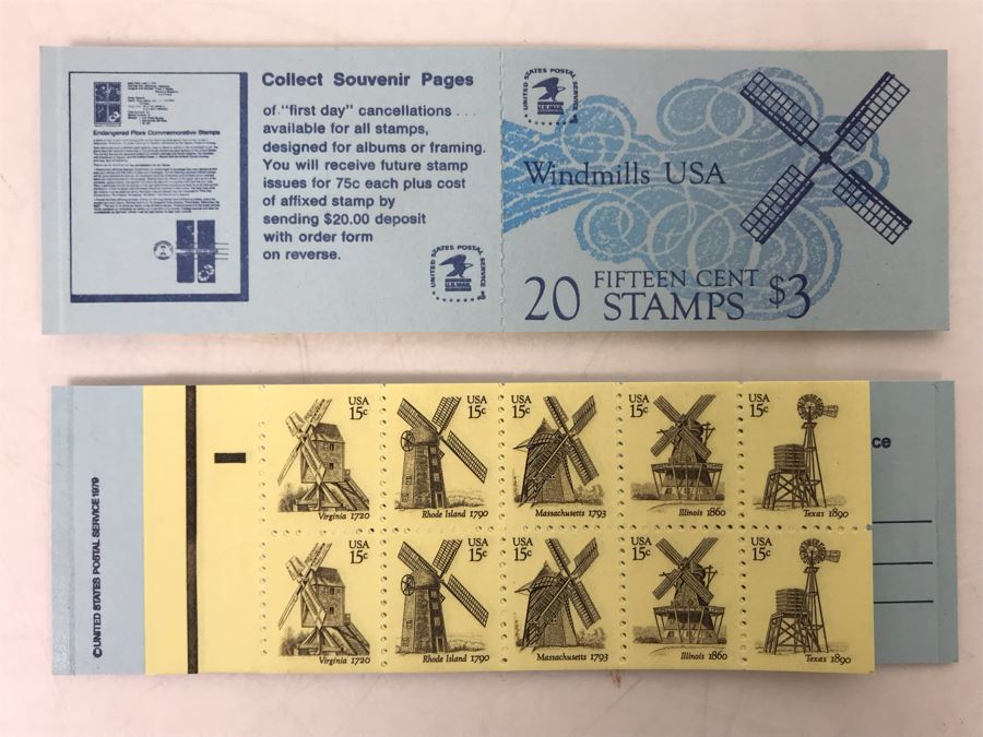 Pair Of Mint Fifteen Cent Stamp Books Windmills USA [Photo 4]