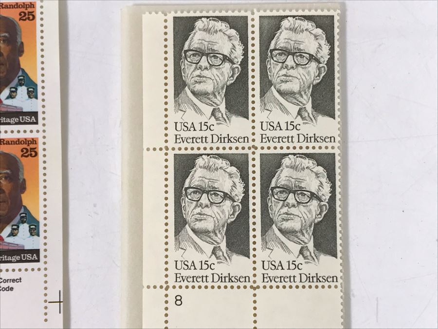 Collection Of Mint Stamps: Black Heritage A. Philip Randolph, The Boston Tea Party, John Hanson, Everett Dirksen, Architecture [Photo 13]